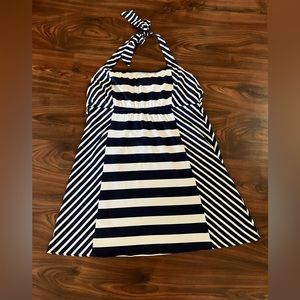 18L LANDS END SWIM DRESS NAVY WHITE